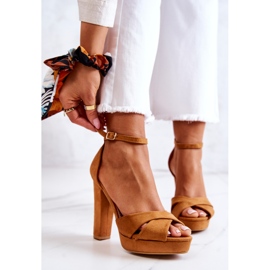 Sandales En Daim Sur Une Barre Lanelle Camel brun 2