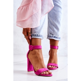 FB2 Sandales Talons Hauts Daim Fuchsia Jacqueline rose 1
