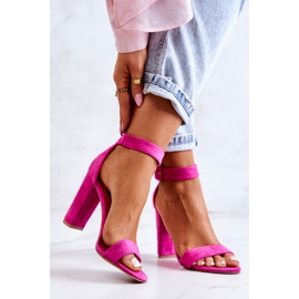 FB2 Sandales Talons Hauts Daim Fuchsia Jacqueline rose 2