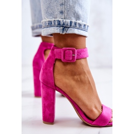 FB2 Sandales Talons Hauts Daim Fuchsia Jacqueline rose 5