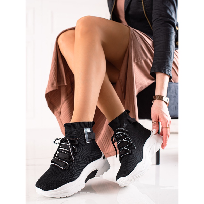 TRENDI Baskets à enfiler avec une chaussette noir 1