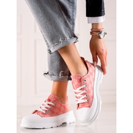 Bona Baskets Sur La Plateforme Avec Motifs rose 1