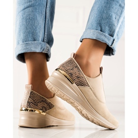 Filippo Baskets à enfiler en cuir beige brun 1