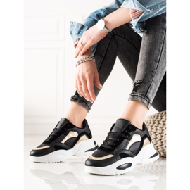 TRENDI Baskets en cuir écologique noir 2