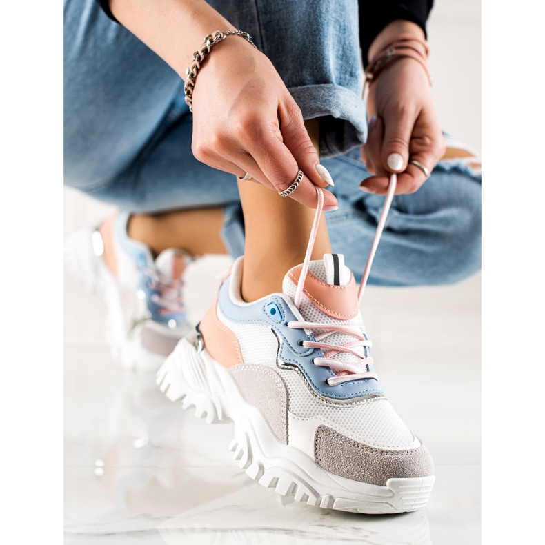 TRENDI Baskets mode blanc multicolore 1