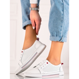 Goodin Baskets en cuir ajouré blanc 1