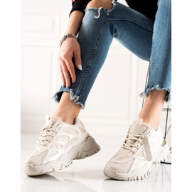 TRENDI Baskets avec empiècements en daim beige 2