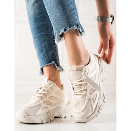 TRENDI Baskets avec empiècements en daim beige 1