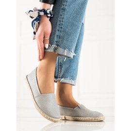 TRENDI Espadrilles confortables en cuir écologique gris 1