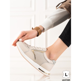 Goodin Baskets en cuir décontractées beige 1