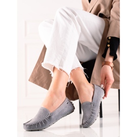 Goodin Mocassins Ajourés En Daim gris 3