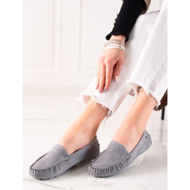 Goodin Mocassins Ajourés En Daim gris 2