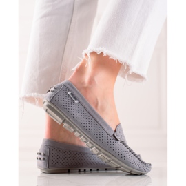 Goodin Mocassins Ajourés En Daim gris 1