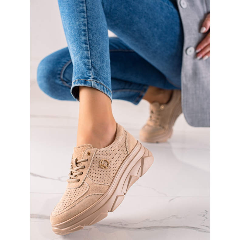 Filippo Baskets en cuir beiges brun 1