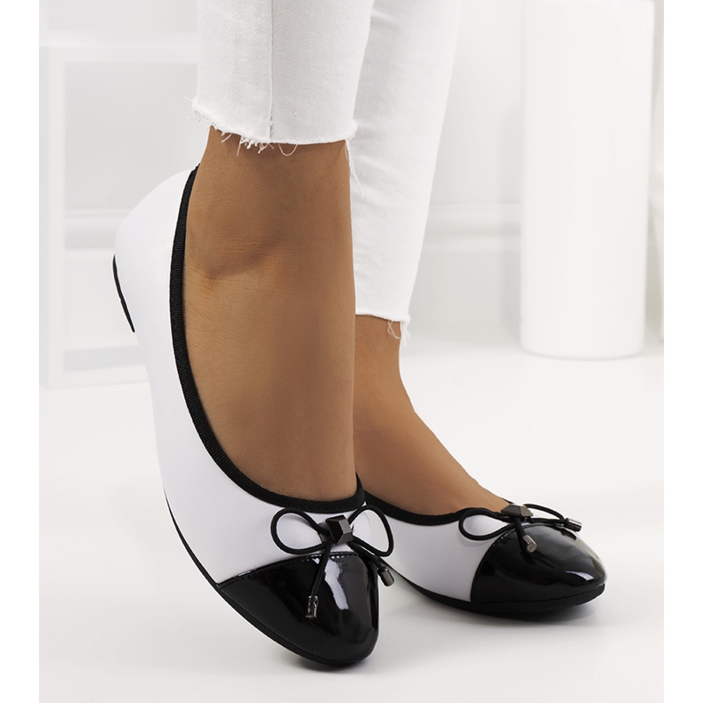 Ballerines femme Prieto blanches noir 1