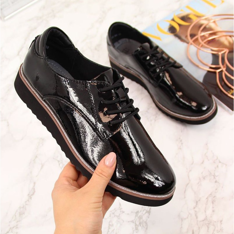 Chaussures en cuir laqué Filippo W PAW174 noir 1