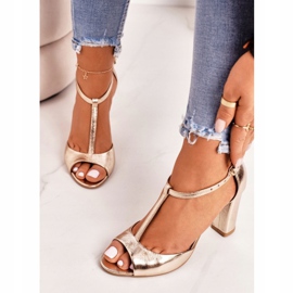 Sandales En Cuir Sur Une Barre Laura Messi 1916 Doré d'or 3