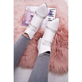 SEA Bottines Femme À Talons En Spitz Avec Rivets Blanc Primma 2