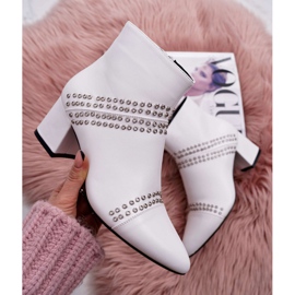 SEA Bottines Femme À Talons En Spitz Avec Rivets Blanc Primma blanche 4