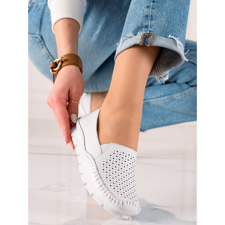 Goodin Mocassins en cuir blancs blanche 1