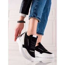 TRENDI Baskets NOIR ET BLANC à la mode blanche le noir argent 2