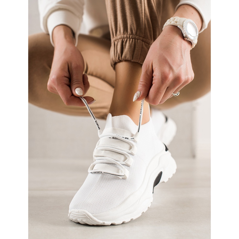 TRENDI Baskets attachées sur la plate-forme blanc 1
