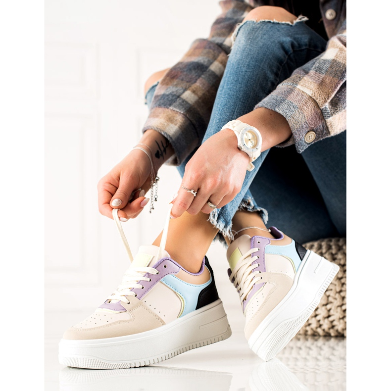 TRENDI Baskets colorées à la mode beige multicolore 1