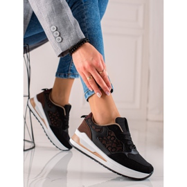 TRENDI Baskets élégantes sur la plate-forme brun noir 2