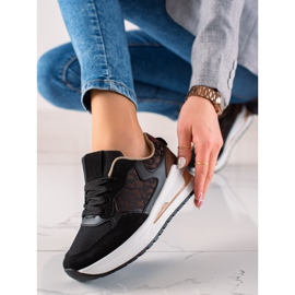 TRENDI Baskets élégantes sur la plate-forme brun noir 1