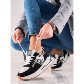 TRENDI Baskets attachées sur la plate-forme blanc noir 1