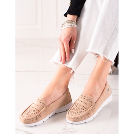 Goodin Mocassins à motif ajouré beige 2