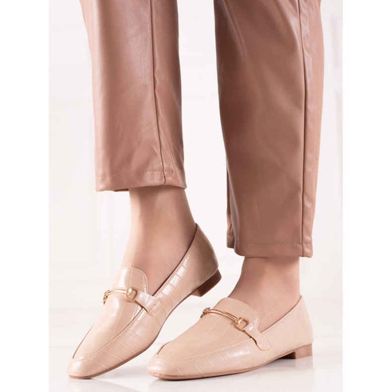 Encor Mocassins élégants avec cuir écologique beige 1 Encor Mocassins élégants avec cuir écologique beige 1