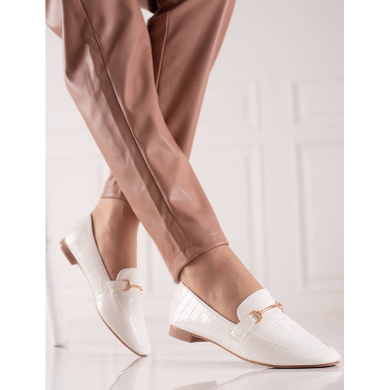 Encor Mocassins élégants avec cuir écologique blanc 1