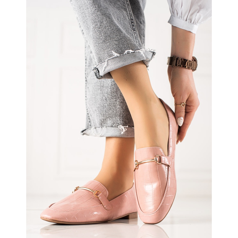 Encor Mocassins élégants avec cuir écologique rose 1