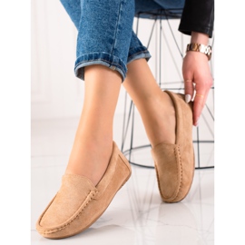 SHELOVET Mocassins confortables en daim beige 3