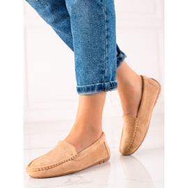 SHELOVET Mocassins confortables en daim beige 2