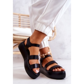 FS1 Sandales gracieuses en cuir noir avec boucle le noir 2