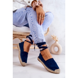 FB1 Ismanne Espadrilles Daim Bleu Marine Nouées 4