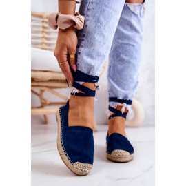 FB1 Ismanne Espadrilles Daim Bleu Marine Nouées 1