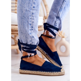 FB1 Ismanne Espadrilles Daim Bleu Marine Nouées 3