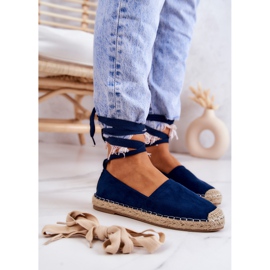 FB1 Ismanne Espadrilles Daim Bleu Marine Nouées 5