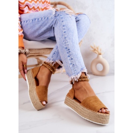 FB2 Sandales Espadrilles Sur La Plateforme Camel Jeannie brun jaune 5