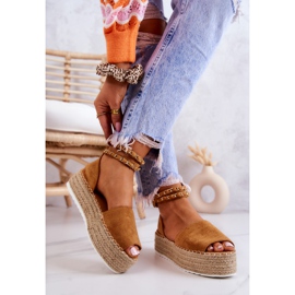 FB2 Sandales Espadrilles Sur La Plateforme Camel Jeannie brun jaune 2