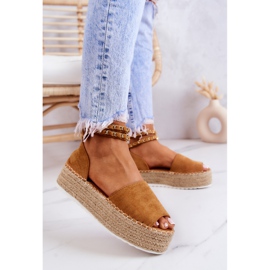 FB2 Sandales Espadrilles Sur La Plateforme Camel Jeannie brun jaune 3