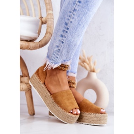 FB2 Sandales Espadrilles Sur La Plateforme Camel Jeannie brun jaune 4