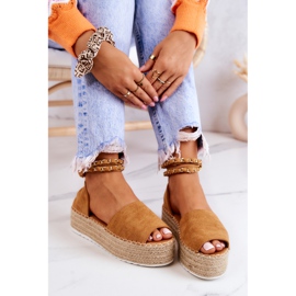 FB2 Sandales Espadrilles Sur La Plateforme Camel Jeannie brun jaune 7