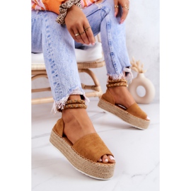 FB2 Sandales Espadrilles Sur La Plateforme Camel Jeannie brun jaune 6