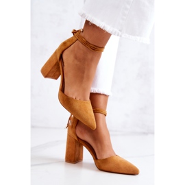 FB2 Escarpins sur une barre attachés Camel Lettice brun jaune 3