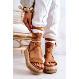 FB2 Espadrilles Daim Sur Sandales Compensées Camel Shanna brun 2