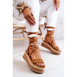 FB2 Espadrilles Daim Sur Sandales Compensées Camel Shanna brun 5